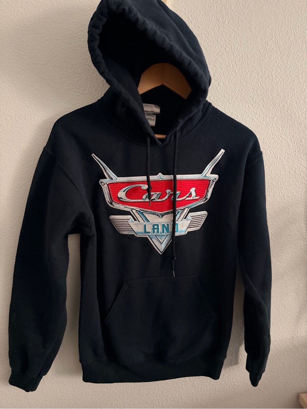 Disney Pixar Cars Land Hoodie Adult Small Black Embroidered Logo Disneyland DCA